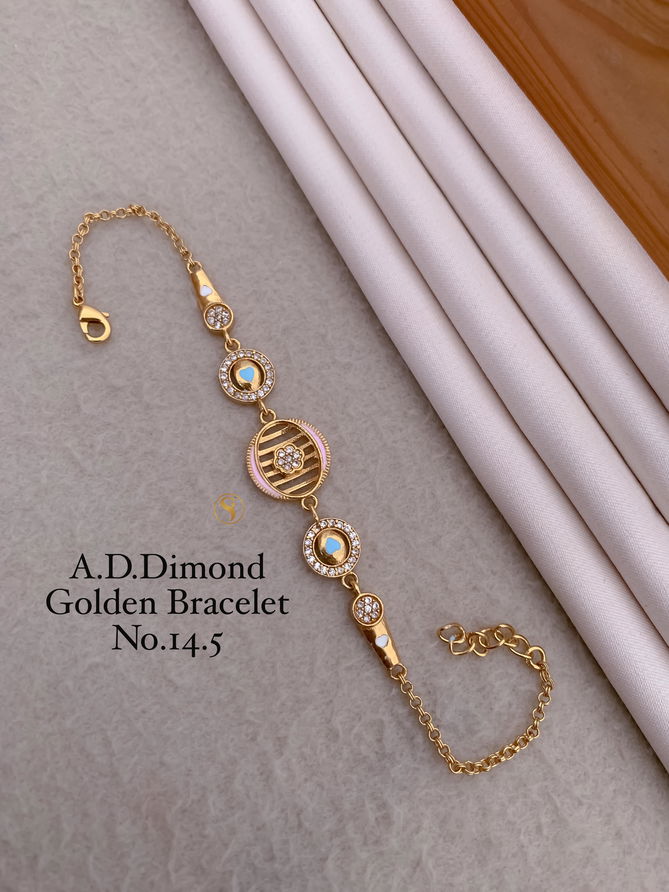 6 AD Designer Diamond Golden Fancy Bracelets Wholesale Price In Surat
